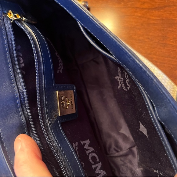 MCM Chocolate Embossed Clutch with Gold Chain - Picture 15 of 17